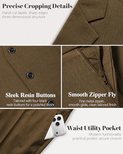 Image of MY'S Men's 3 Piece Suit Set with Tie, One Button Slim Fit Solid Jacket Vest Pants, Prom Party Wedding Business Suits for Men