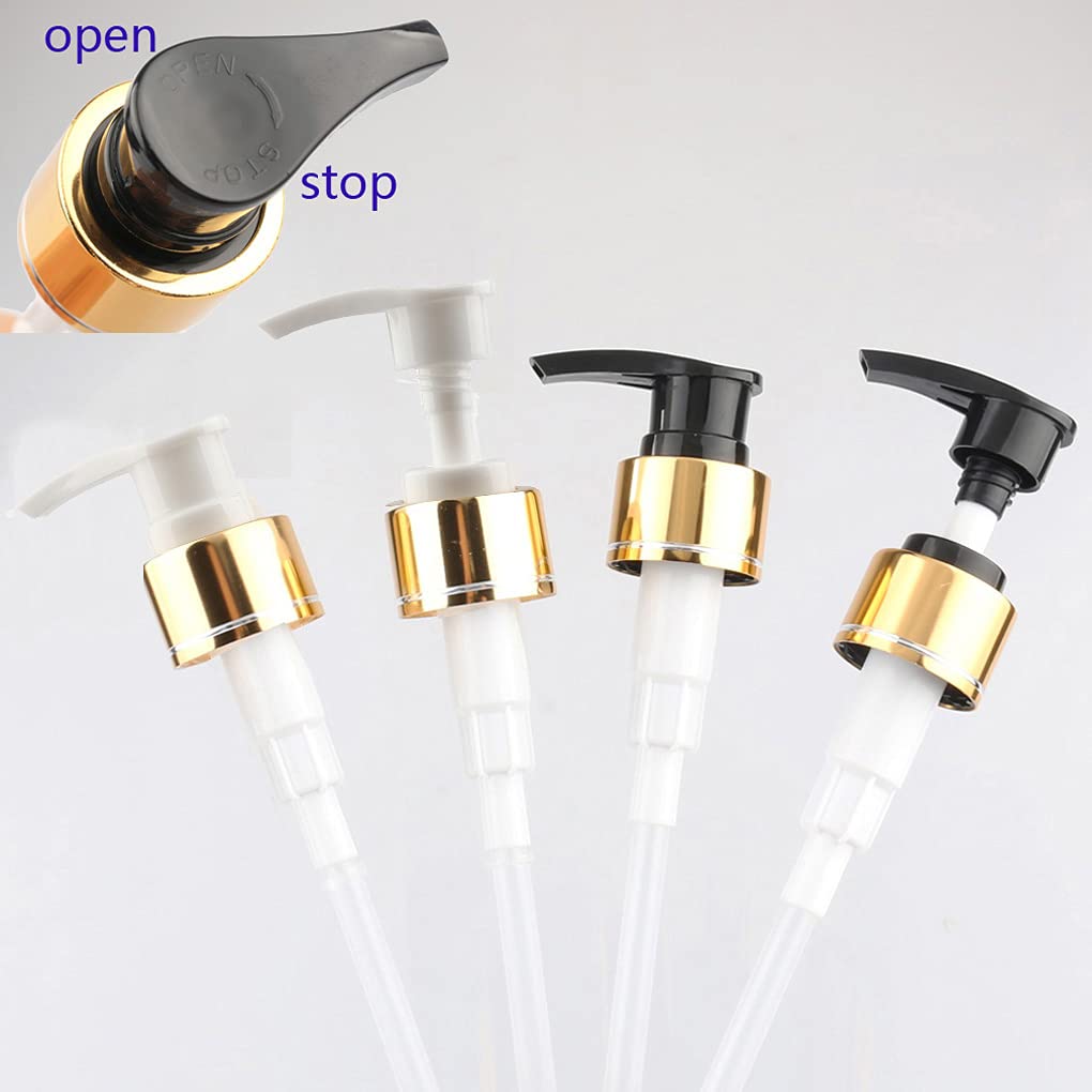 8 Pezzi Blu Vuoto Plastica Bottiglie Dosatori con 4x Oro/Nera e 4x Oro/Bianca Pompetta Dispenser Flacone Ricaricabile per Shampoo Lozione Gel