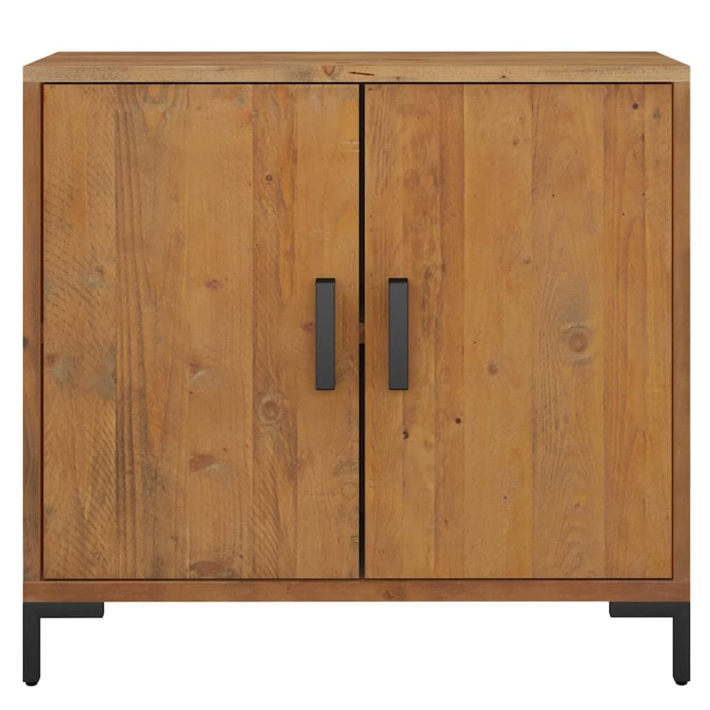Aparador vintage 75 x 35 x 70 cm madera maciza de pino marrón con 2 compartimentos retro para salón, cocina y pasillo
