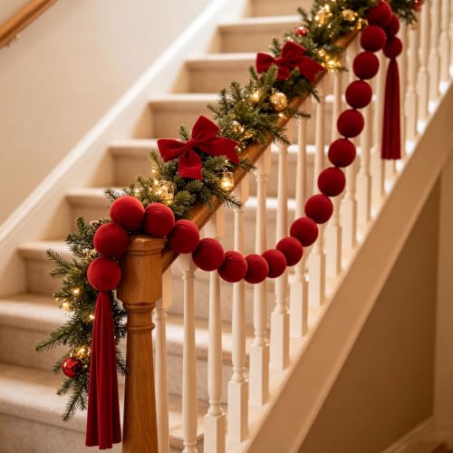 Velvet Red Balls Hanging Christmas Ornaments, Shatterproof Christmas Decor - image 4