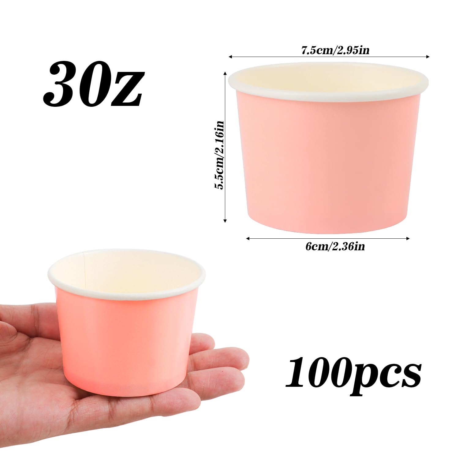 VEYLIN Paper Ice Cream Cups 100 Pack, 3oz / 130ml Disposable Colourful Dessert Cups for Ice Cream Yogurt, Hot & Cold Foods - Image 2