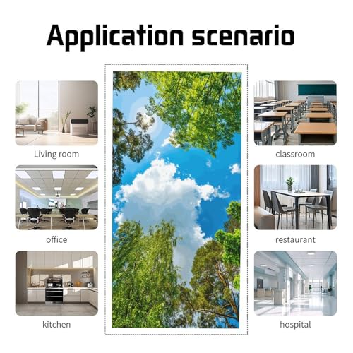 Image of Fluorescent Light Cover for Classroom - 2 Pcs Sky Trees Magnetic Fluorescent Light Covers, Ceiling Light Covers Shade Panel Coverings for Office Classroom Home Drop Ceiling, 4 X 2 Feet