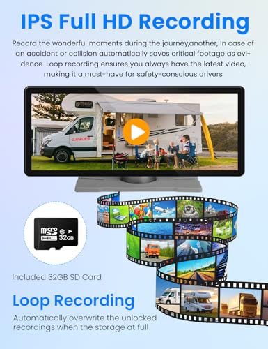 Image of Wireless reversing Camera System FHD 1080P 10.36-inch touchable Display high-Definition Recording Backup Camera Suitable for RV Truck Trailer Wireless Stable Signal Transmission