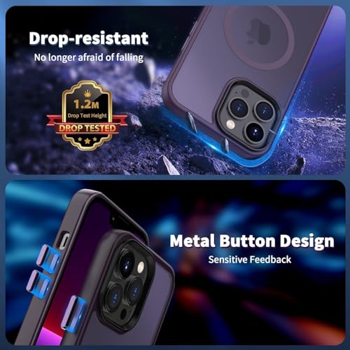 Image of iPhone 13 Pro Max Magsafe Hard Back Case | Matte Design & 360 Protection | Military-Grade Apple iPhone 13 Pro Max Cover | Strong Magnet Back - Purple