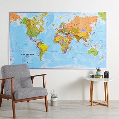 Maps International Giant World Map - Mega-Map Of The World - 46 x 80 - Full Lamination - 2024 Updated