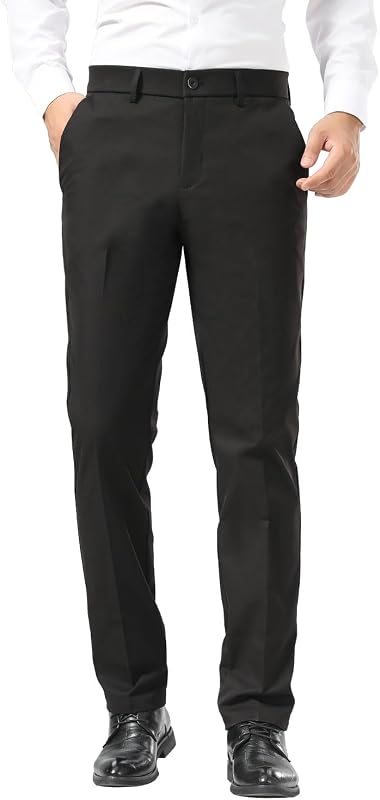 Men's Slim Fit Dress Pants Stretch Khaki Pants Wrinkle Free