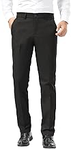 Plaid&Plain Men's Slim Fit Dress Pants Stretch Khaki Pants Wrinkle Free