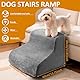 Hunde Treppe Bett 2 Stufen Haustiertreppe 30cm Hoch für Kleine Hunde Hundetreppe mit Waschbarem Bezug und Rutschfestem Boden für Bett Sofa und Auto Bezug Grau aus Hochdichtem Schwamm (grau, S, 2)