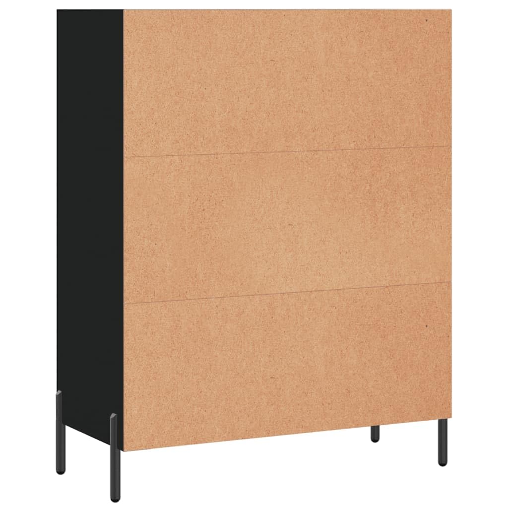 Homgoday Półka z drewna inżynieryjnego czarny 69,5 x 32,5 x 90 cm, półka na książki, regał na książki, regał na książki, regał na dokumenty, szafka na dokumenty, dekoracja biura salon dom biblioteki