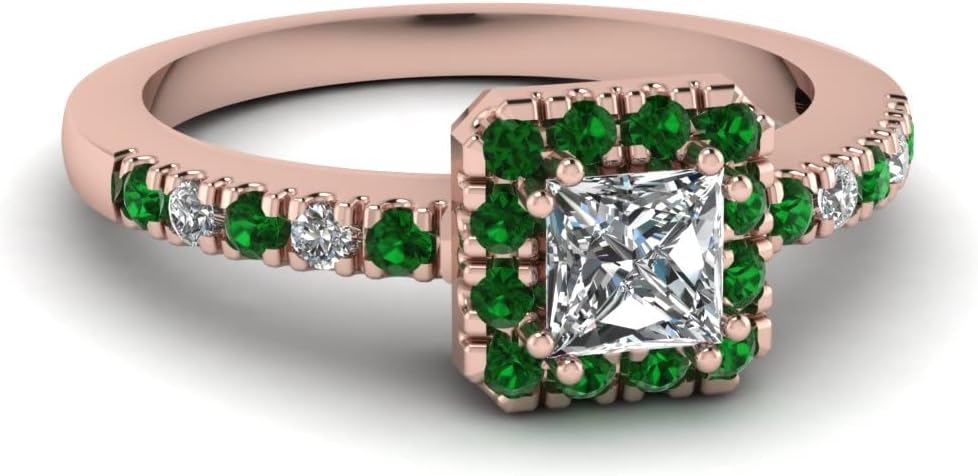 Choose Your Gemstone Petite Plaza Ring rose gold plated Princess Shape Halo Engagement Rings Gemstone Wedding Promise Gift Casual Wear Party Wear Daily Wear Office Wear US Size 4 to 12
