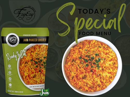 Image of FzyEzy Freeze-Dried Jain Paneer Bhurji - 70g | Authentic Jain Vegetarian Cuisine | Instant Gourmet Delight | No Onion, No Garlic | Ready-to-Eat Jain Meal | Gluten-Free & Preservative-Free | Convenient Travel-Friendly Indian Dish