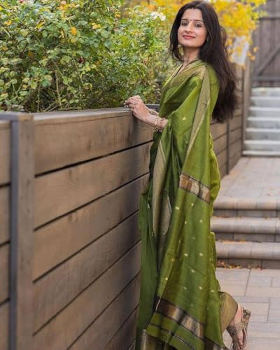 Image of Women's Cotton Woven Soft Sarees With Attach Blouse Piece.
