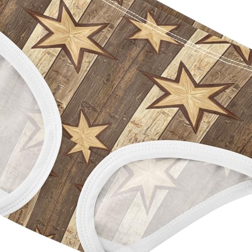 ZZKKO Vintage Wood Grain Star Girls Underwear Toddler Panties for Girls Comfort Brief Size 2-8T3