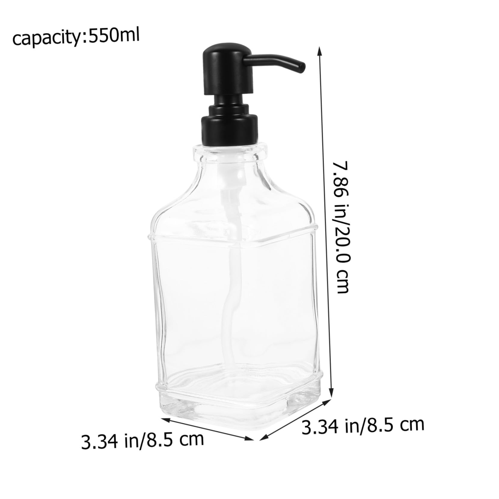 Anneome Botella Dispensadora De Jabón Vacía De Vidrio Transparente Dispensador Rellenable para Manos Champú Acondicionador Loción Baño y Cocina