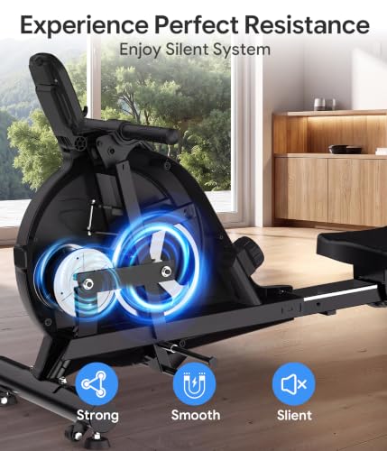 Image of Wenoker Rowing Machine for Home, Magnetic Rower Machine, 350 LB Weight Capacity, 16-Level Silent Resistance Row Machine for Gym Exercise