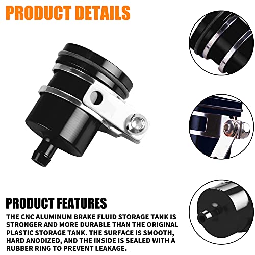 Mrelc Universal Motorcycle Aluminum Brake Fluid Reservoir Oil Cup Fit For Yamaha Kawasaki Honda Suzuki Bmw And More （Black） #TOP2