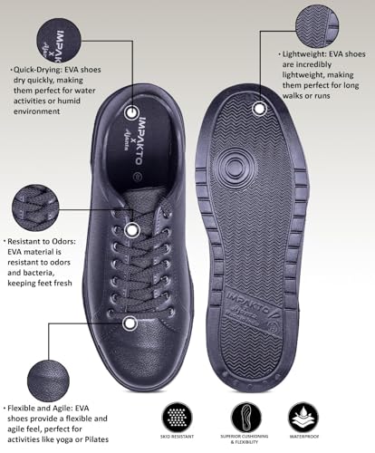 Image of Impakto Men's Sneakers | Lightweight & Washable Casual Shoes | Comfortable Lace-Up Shoes, Office & Travel | Soft Cushioned Insole & Slip Resistant