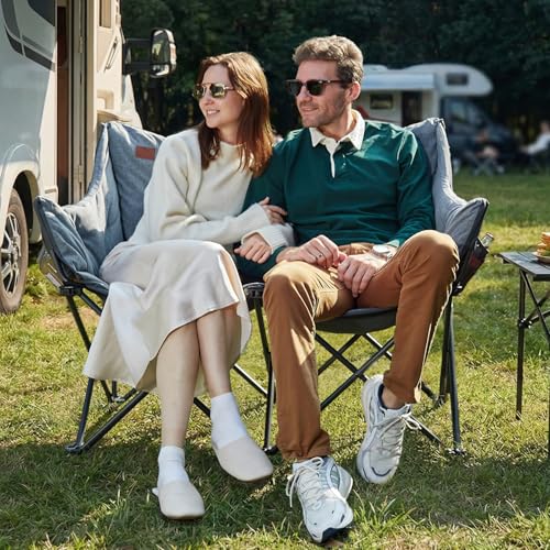 EVER ADVANCED Campingstuhl Faltbar 124CM Breit Campingsofa für 2 Personen Faltsofa 320KG Belastbar, Campingcouch Dick Gepolstert Klappstuhl XXL 2 Sitzer Hohe Lehne für Outdoor Garten Balkon Indoor 2