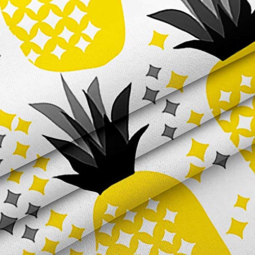 Daesar Curtain For Bedroom 2 Panel, Curtain Panels For Windows Pineapple Living Room Window Treatments White Yellow Black Polyester Outdoor Curtains 54X108 Inch #TOP3