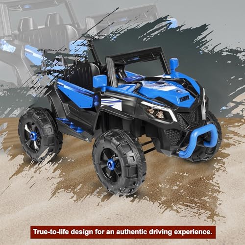 Image of Norman Jr Battery Operated 2x4 | Jeep Toy Kids Car with Remote+Steering+RGB Light+Mp3 USB Music | Rechargeable Car for Kids to Drive 3 to 12 Years | Large (Drifter) Cobalt Blue
