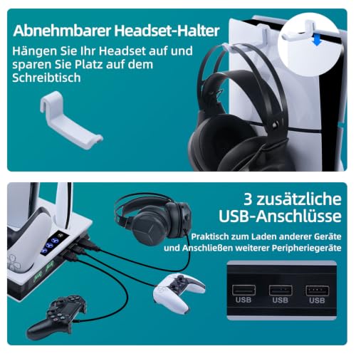 PS5 Kühler Standfuß mit Controller Ladestation für PS5 Pro/Slim/UHD – Ansicht 6
