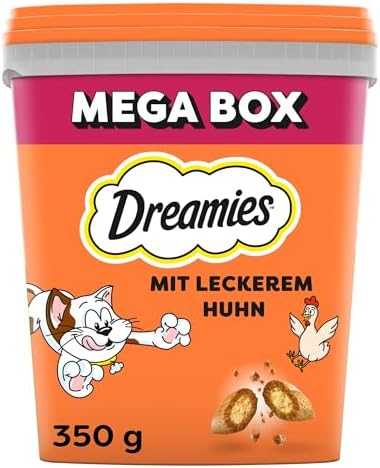 Dreamies Katzensnacks mit Huhngeschmack, 2x350g – Außen knusprige & innen cremige Katzenleckerlis