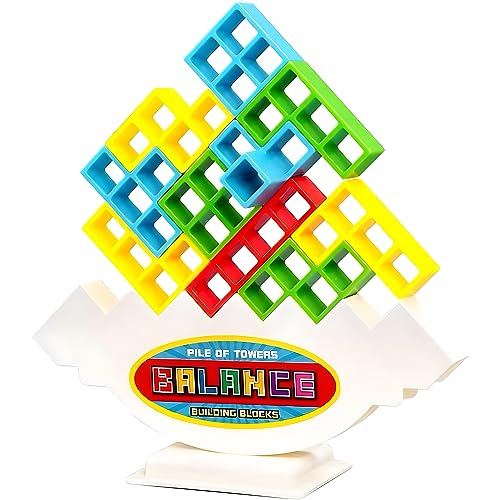 Deyaah 48Pcs Tetra Tower Balance Game, Stacking Blocks Games, Balancing Swing Stacking Fun Toys Building Blocks for Family Games,Travel, Parties,Team Building Blocks Toy