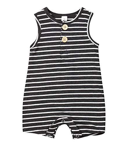 Emmababy Unisex Baby Boys Stripes Short Jumpsuit Sleeveless Tank Top Romper Bodysuit Layette Bodysuit Pajama (6-12months, Black) Emmababy Unisex Baby Boys Stripes Short Jumpsuit Sleeveless Tank Top Romper Bodysuit Layette Bodysuit Pajama (6-12months, Black)