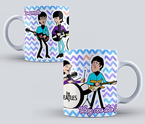 Tasse The Beatles dessin des personnages en céramique. Cadeau original. - Les Beatles, Paul McCartney, John Lennon, RIngo Starr, George Harrison Tasse The Beatles dessin des personnages en céramique. Cadeau original.