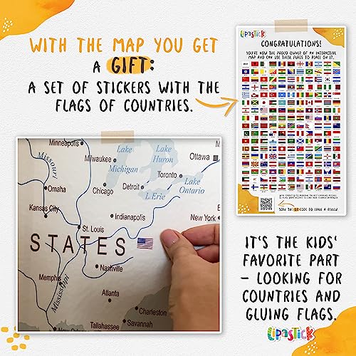 Kids Wallpaper World Map With Animals Wall Mural Removable Peel And Stick Wall Murals For Girls Boys Kids Waterproof Wallpaper Room Bedroom Living Room Self Adhesive Mural Wallpaper Size 78.74X47.24In #TOP1