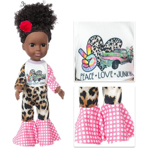 Juego de muñeca negra ZQDOLL con accesorios y ropa miniatura 5