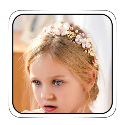 IYOU Niña de Flores Venda para Boda Oro Princesa Tocados Primera Comunión Pedazo de Cabello Cumpleaños Disfraz Tiara Accesorios para el Cabello para Niñas Fiesta Paseo