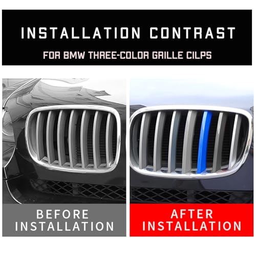 Image of M-Colored Auto Grille Inserts Stripes Trims, Center Kidney Grilles Car Accessories Compatible with BMW 2013-2018 3-Series Sport F30 /F35 Auto M-Colored Car Interior Decoration(8 Beams),Color A