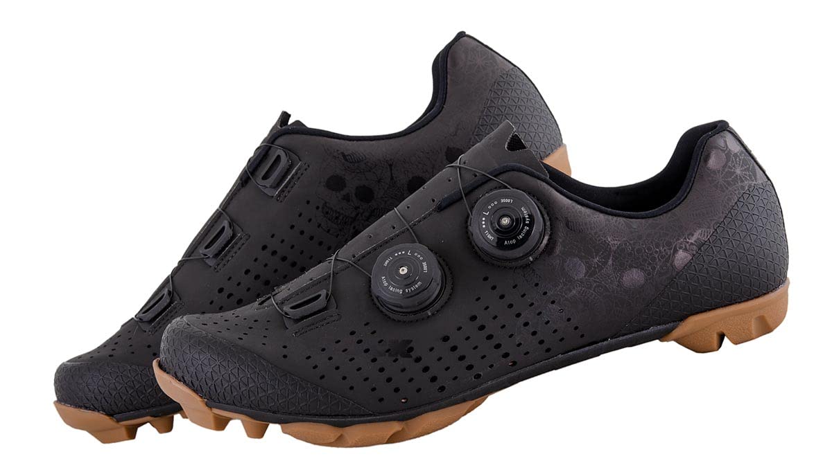 LUCK Zapatillas MTB Galaxy Calaveras. Zapatos Ciclismo Montaña para Hombre y Mujer. Suela de Carbono. Doble Cierre Rotativo ATOP. Calzado Bicicleta MTB