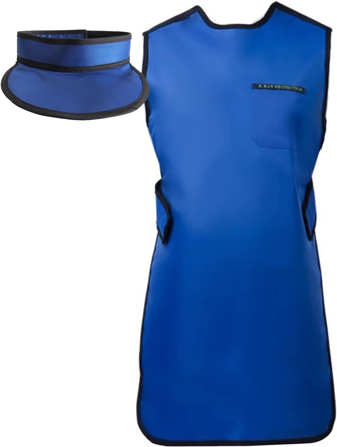 Lead Apron Thyroid Shield Collar Cover Set for X-Rays 0.5 Equivalency，X-ray Radiology Interventional Radiology Shields(Blue,Small)