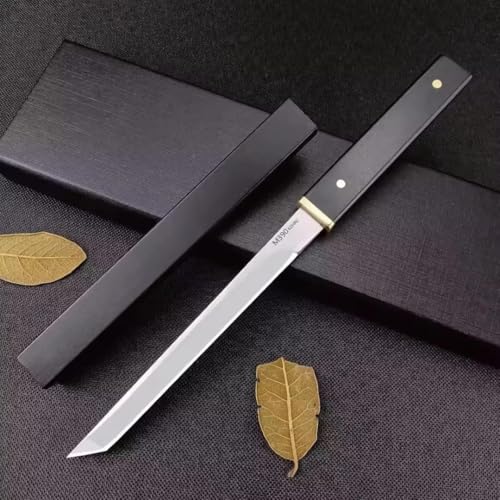 Image of Premium Japanese Style Mini Katana Kitchen Knife, Stainless Steel Blade with Ebony Handle, Portable Pocket Size with Sheath for Fruit Cutting, Vegetable Slicing, Camping, Restaurant Use