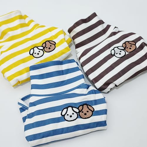 Turtleneck Dog Shirt Cute Doggie Embroidery Super Soft Dog Sweatshirt Stretchy Striped Puppy Pullover for Cats Small Medium Large Dogs (X-Large, Brown Striped) by IMDOUBLEDOU - Image 3
