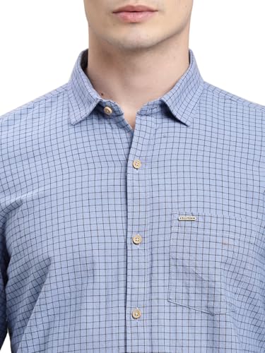 Chemise décontractée à carreaux bleus homme Turtle faite main - 5