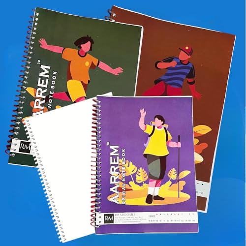 Image of Premium Spiral Notebook Plain A4 Size, Unruled 70 GSM Paper, 200 Pages, Multipack with college and school Office Stationery Student Supplies Creative Pack of (Pack of 3)