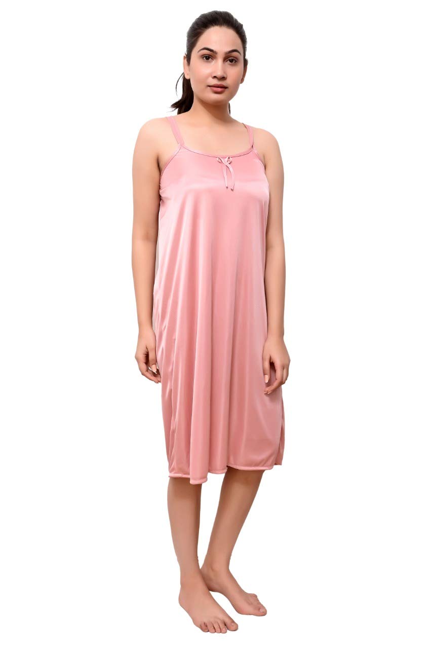 Womens's Special Satin Short Nighty/Night Dress with Back Elastic for Sexy and Stylish Fittings & Looks - (S-0, Free Size)-image-0