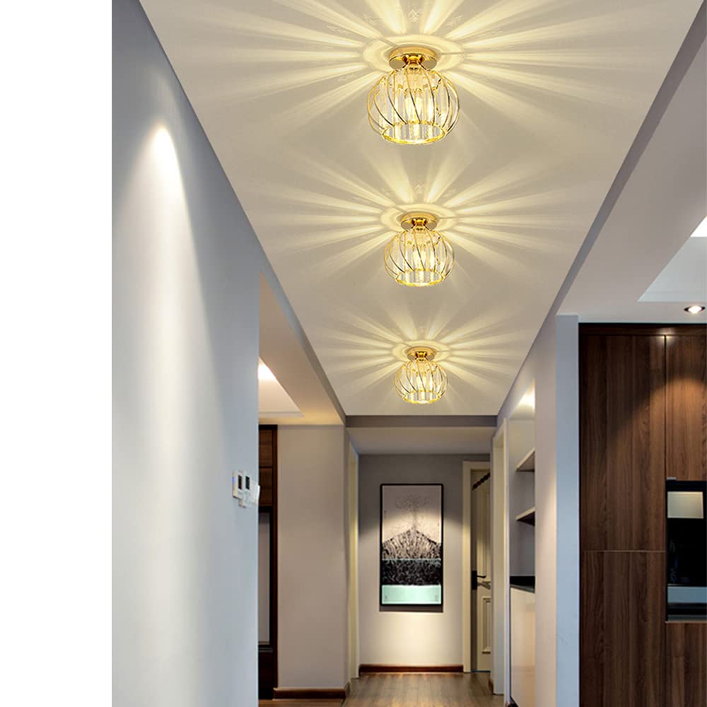 Moderna in Cristallo,E27 Lampada da Soffitto a LED,Mini Lampadario in Cristallo per Cucina Sala da Pranzo Ingresso Corridoio Camera da Letto,La lampadina non è inclusa (oro)…