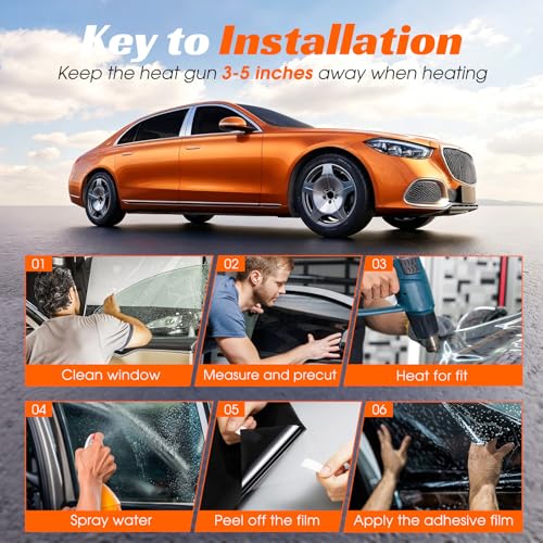 Image of Window Tint Car 70% VLT, 20 inch x30' Ceramic Window Roll for Privacy Sun & Glare Protection UV Heat Blocking, Scratch Resistant 5-Layer