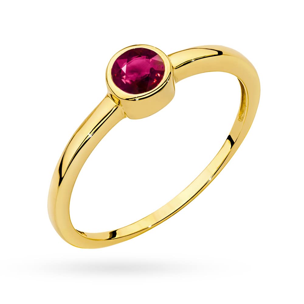 MARKO Klassischer Damenring aus Gold mit Rubin 0,30 Karat, 14 Karat Gold (585) | Goldring mit Box | Goldring für Frauen