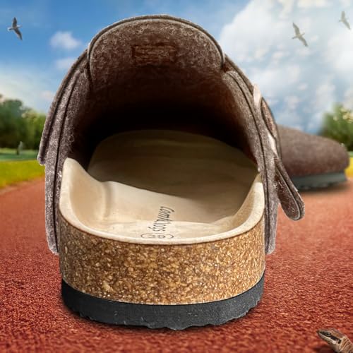 Image of BULLIANT Women Mules Clogs-Memory Foam Cushioned Cork Footbed-Fleece Lined