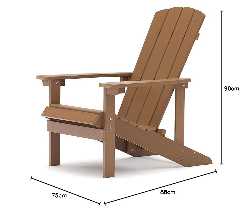 Home Deluxe - Chaise de Jardin Adirondack - CARINO, Couleur : Marron - Matière : Polystyrène, résistant aux intempéries - Largeur d'assise : 50 cm, Hauteur d'assise : 25/38 cm, Profondeur d'assise :