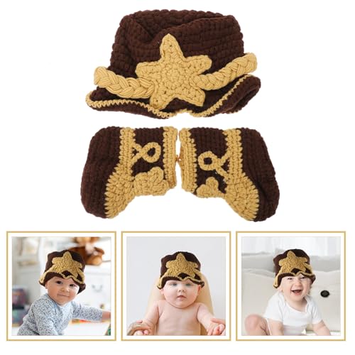 Gorro de lana para niño tejido a mano en color café, elástico y transpirable 7