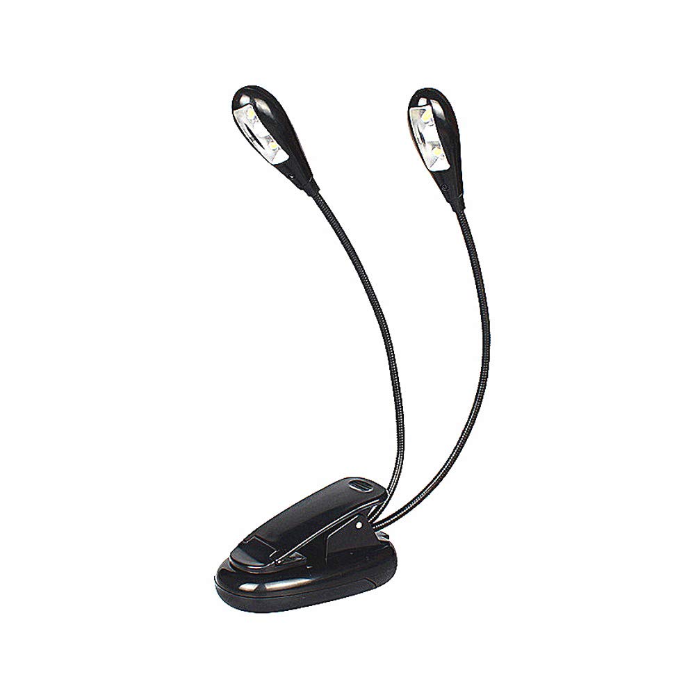 Ailenyun Double-Head Clip Light/Reading Light/Night Light Clip for Table, headboard and Computer, with switches on Both Ends, Two Brightness Options (Without Battery).