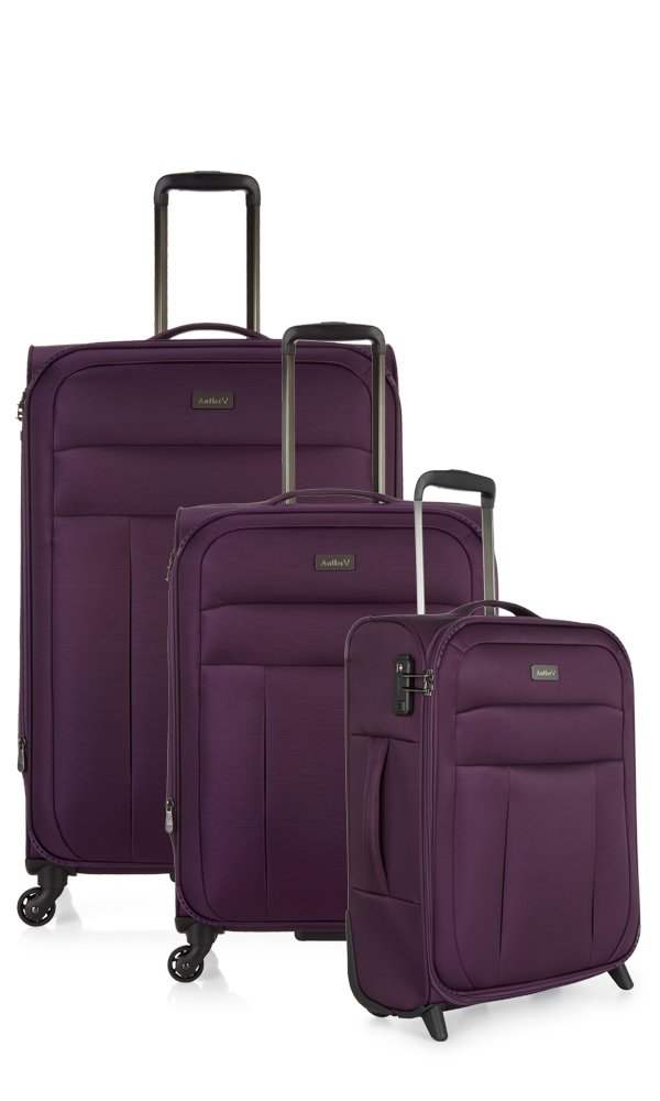 Antler Suitcase New Marcus, 4 Wheel Spinner, Set of 3, 77cm-99L, Aubergine