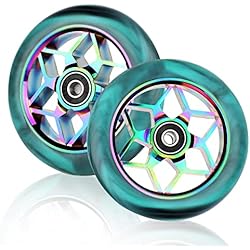 Patines 110 Mm DBREAKS 2 Piezas Ruedas de de Repuesto para Patinete de Freestyle, 110mm, con Rodamientos ABEC-9, Stunt Scooter Wheels (Color-Azul)