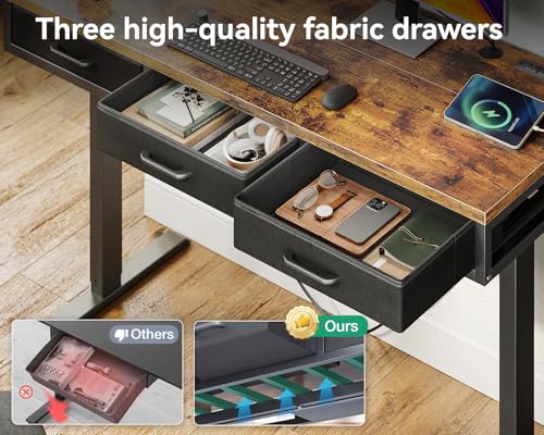 Aodk Electric Standing Desk With Drawers, 55 Inch Height Adjustable Desk With Power Outlets, Sit Stand Table, Writing Computer Desk For Home, Office thumb #6